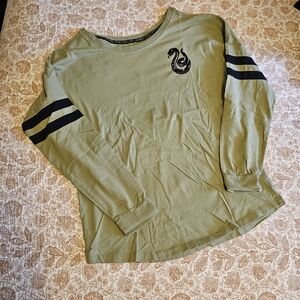 Stylish Olive Long Sleeve Shirt with Black Accents